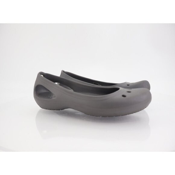 CROCS Women Kadee Slingback Flats Size 10 Gray Rubber Slip On Beach Shoe Comfy - Picture 1 of 10